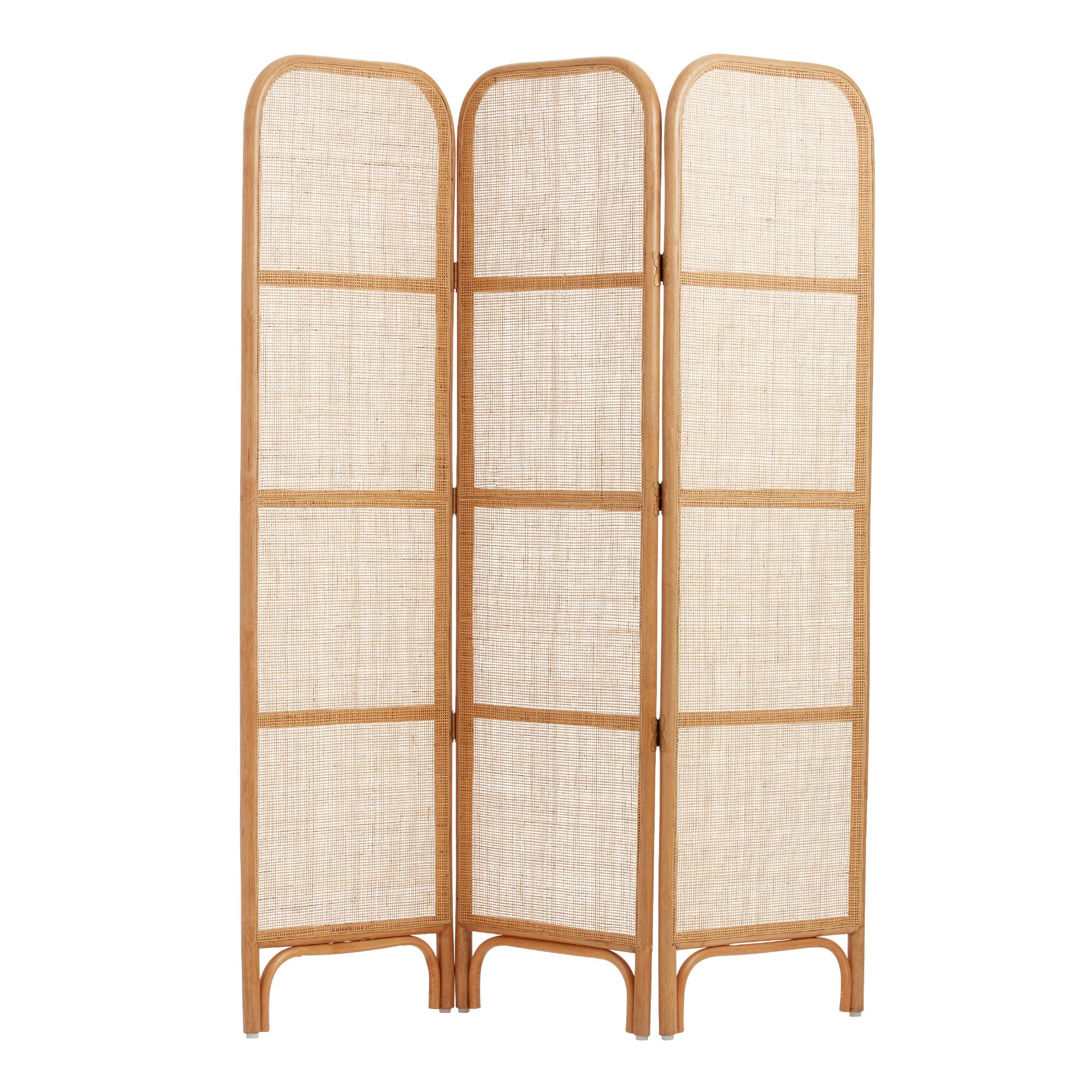 Natural Rattan Cane 3 Panel Sirena Folding Screen by World Market