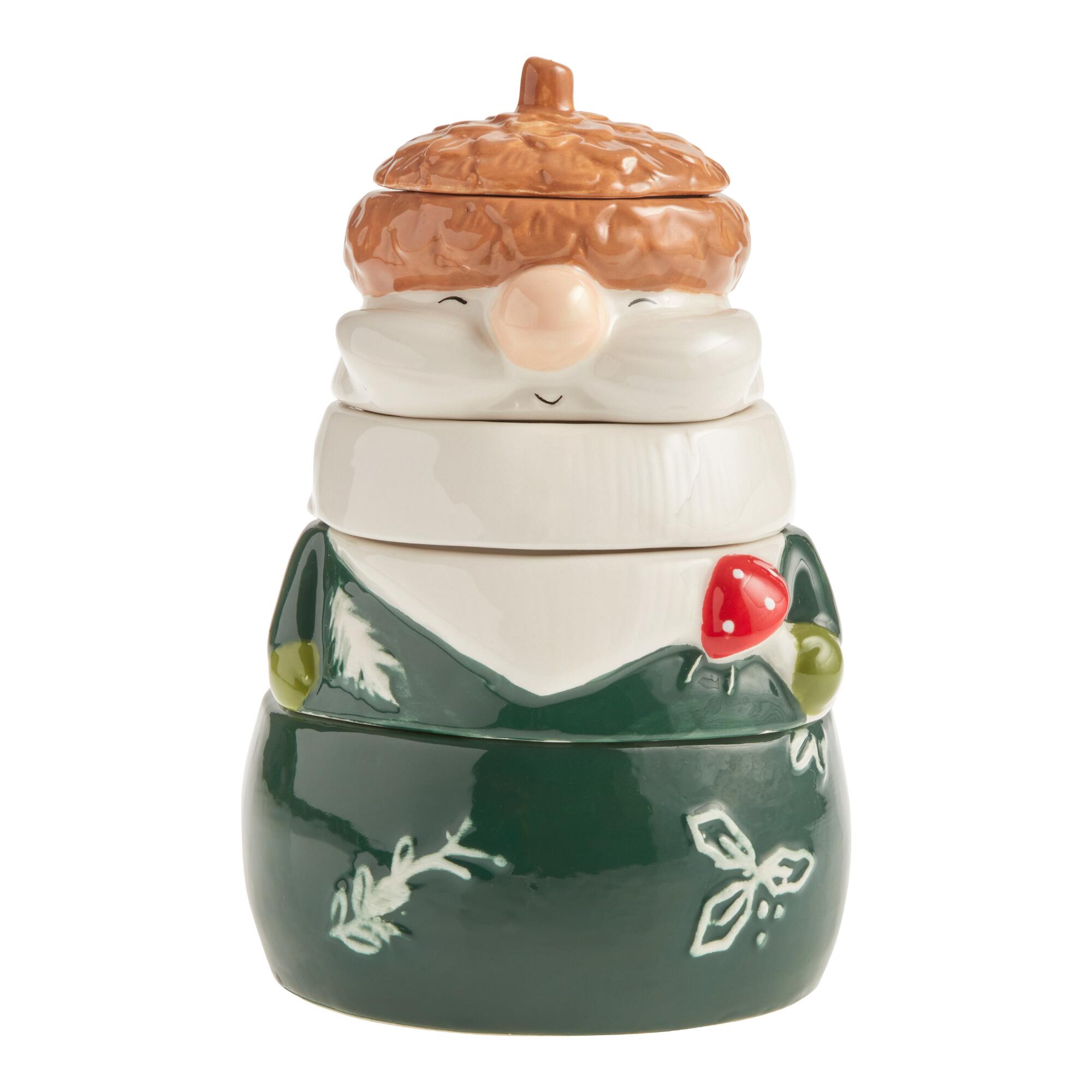 Woodland Gnome Ceramic Stacking Measuring Cups: Multi - Marble by World Market