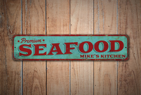 Seafood Sign - Restaurant Decor Custom Vintage Style Premium Quality Rustic Metal