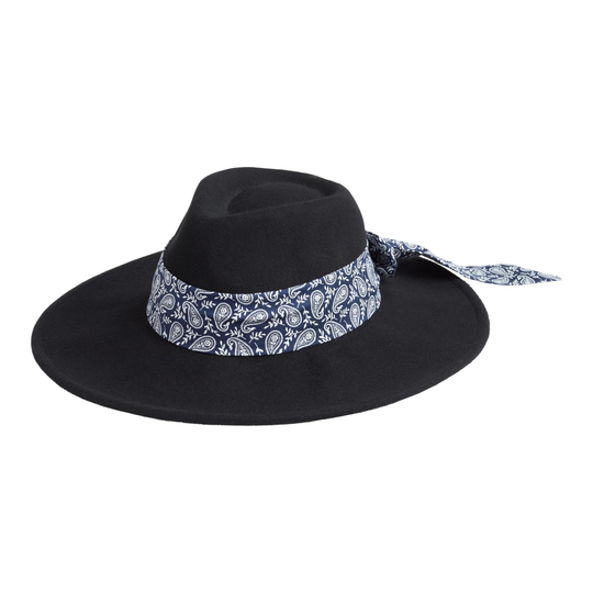 Black and White Wool Rancher Hat With Paisley Trim by World Market