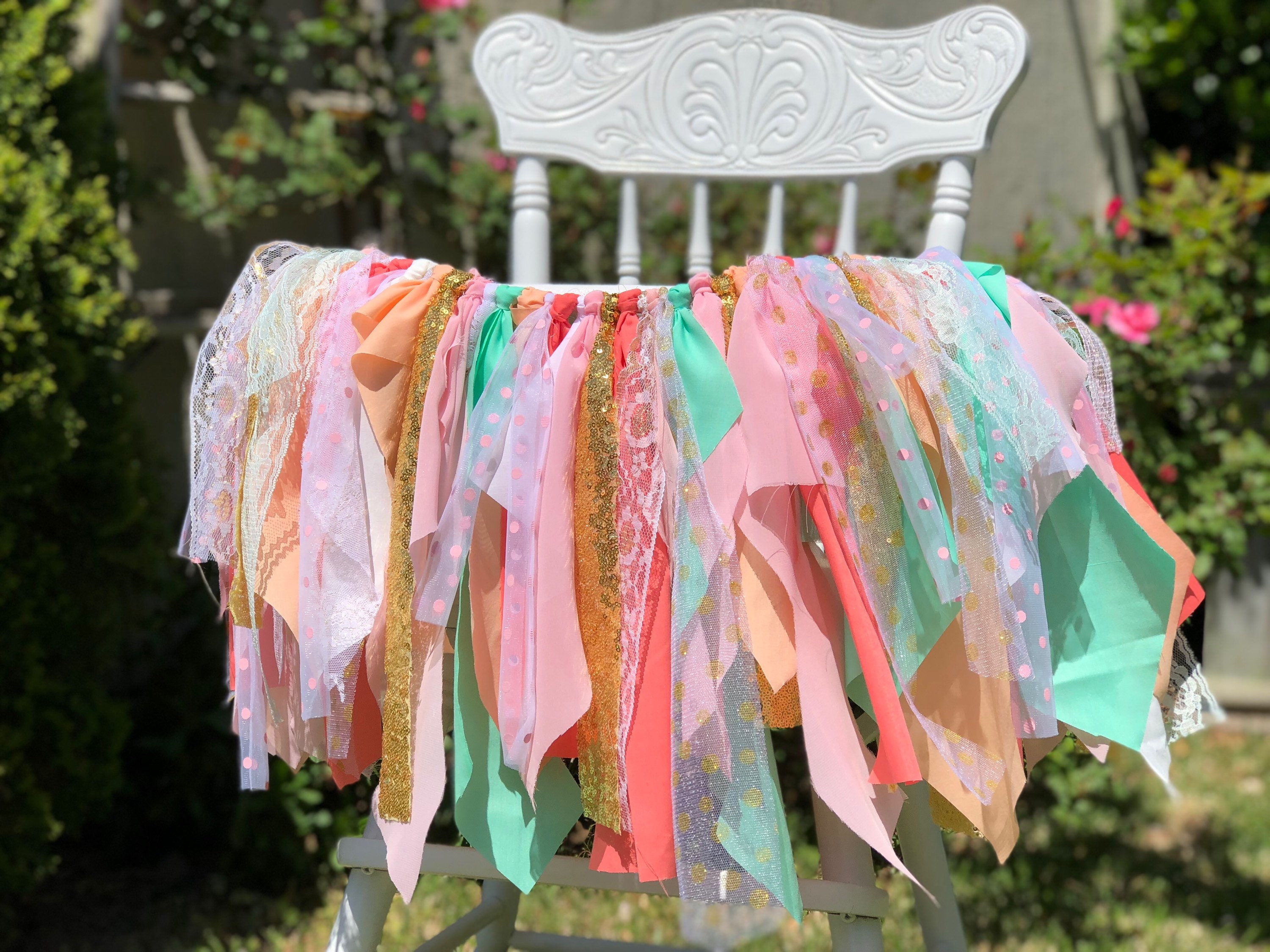 Sherbet Blends - Fiesta Party With Gold Sequin Highchair Banner Cake Smash, Birthday Garland, Decor