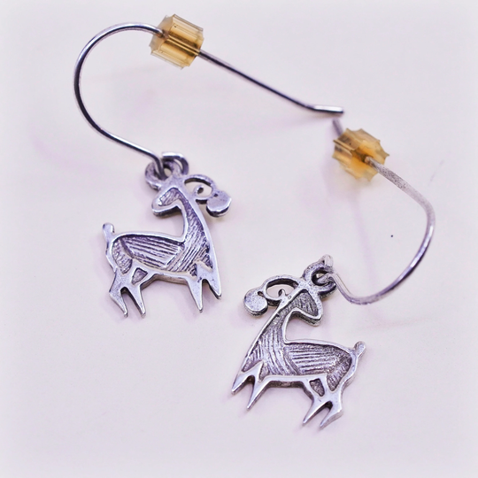 Vintage Sterling 925 Silver Sheep Tiny Earrings, Stamped