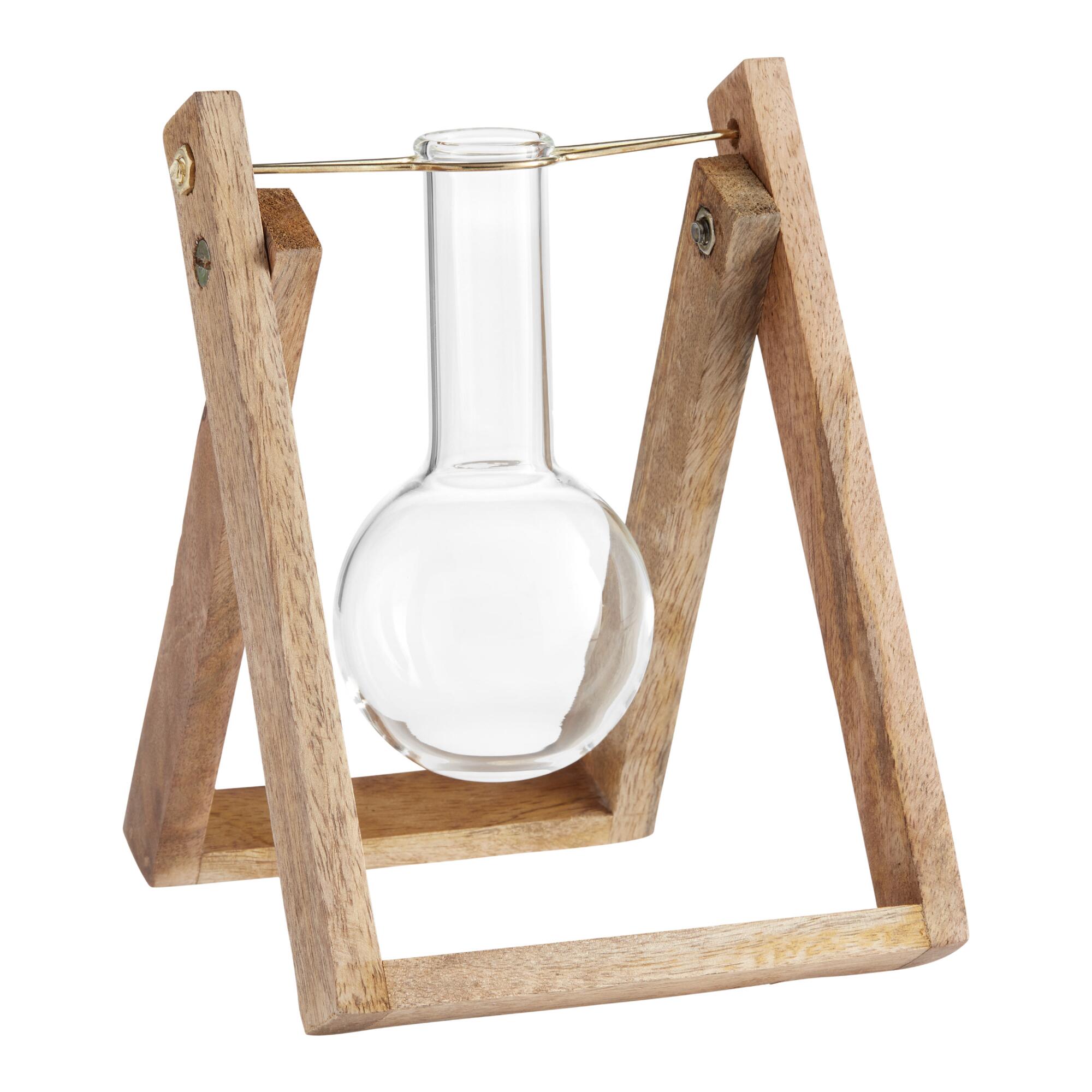 Glass Bulb Bud Vase With Wood Easel by World Market