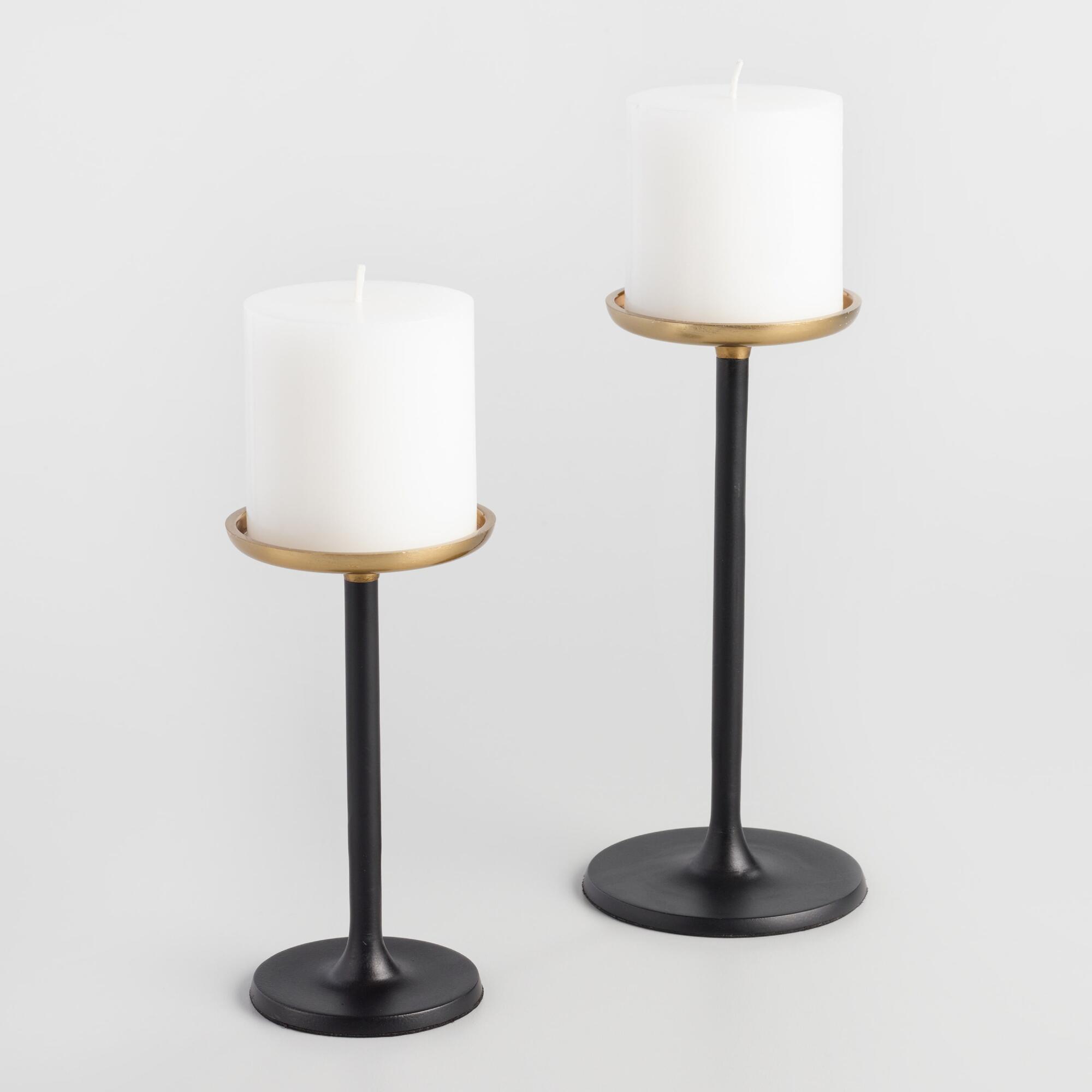 Black And Gold Metal Pillar Candle Holder: Black/Gold by World Market