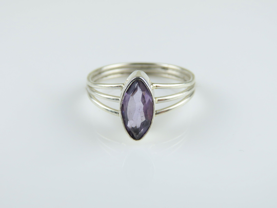 sterling Silver, Amethyst, Marquise Shape, Gemstone Ring