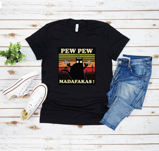 Pew Madafukas Cool Cat Funny, Classic T-Shirt, Pew Madafakas Funny T-Shirt, Retro Kitten Xmas Gift Men's, Lover Shirt