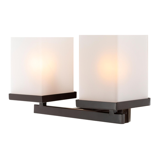 Brown Metal and Frosted Glass 2 Light Blaire Wall Sconce: Black by World Market