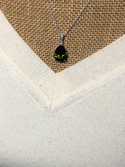 Arizona Peridot Real Earth Mined 21.00 Carats Teardrop Gemstone Pendant, Solid Stamped 925 Sterling Silver Necklace
