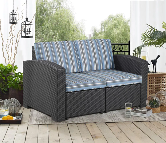 Relax A Lounger Casual Stripe Polyester/Blend Loveseat in Brown | LSSA306STR