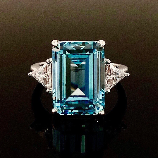Swiss Blue Topaz Ring Sterling Silver Ring, Blue Cocktail Ring, Engagement Diamond December Birthstone, Ring