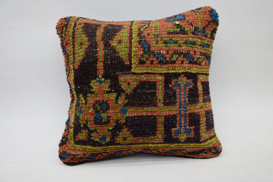 Kilim Pillow Covers, Home Decor Pillow, 14x14 Red Rug Cushion Case, Bolster Throw Retro Cushion, 449