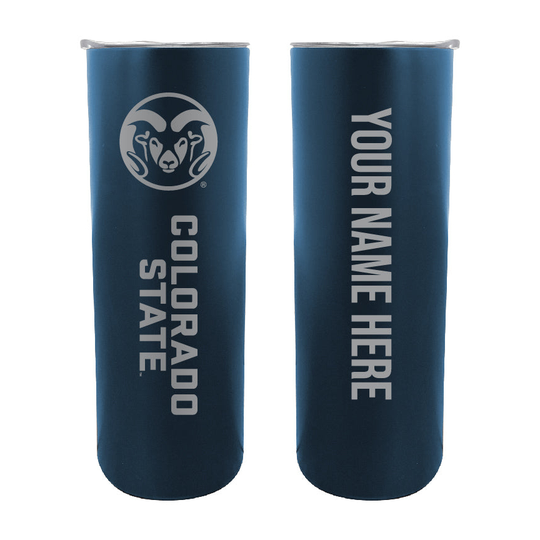 Colorado State Rams 20 oz Customizable Insulated Stainless Steel Skinny Tumbler - Navy - navy blue