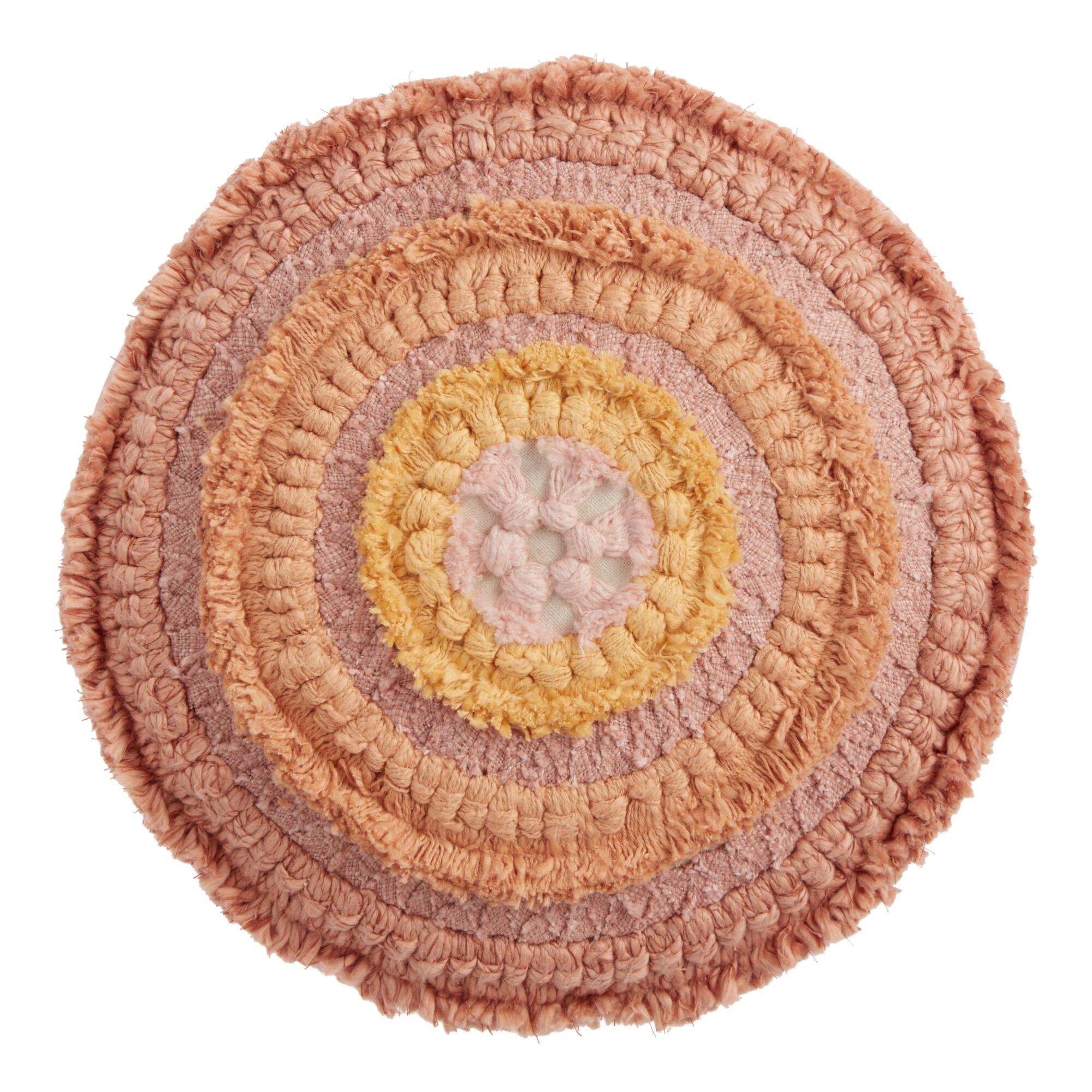 Round Yellow And Orange Concentric Throw Pillow: Multi - Cotton by World Market