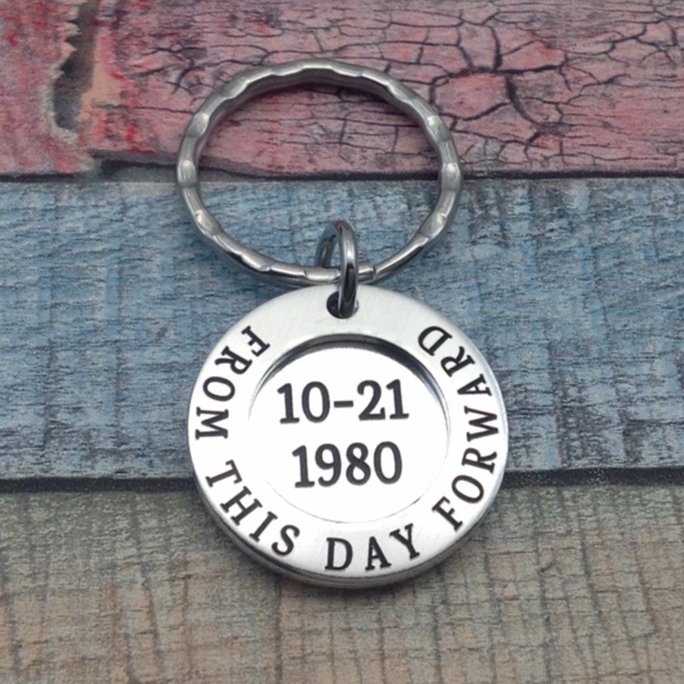 Sobriety Gift, Gift For Men, From This Day Forward, Addiction Recovery Key Chain, Date Ring, Engraved Keychain
