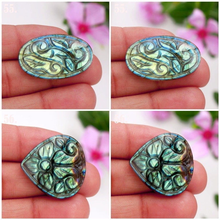 Labradorite Carving Cabochon Loose Gemstone - Mughal Art For Pendant & Jewelry Making Wholesale Price