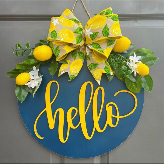 Hello Lemon Door Hanger Spring Summer