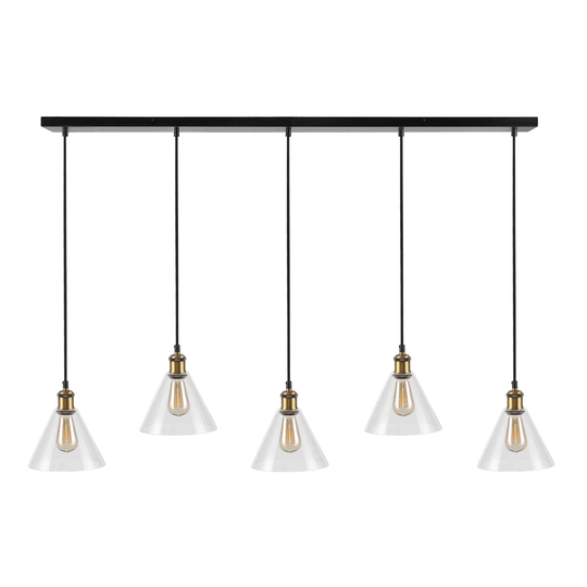 Black Metal and Glass 5 Light Presta Pendant Lamp by World Market