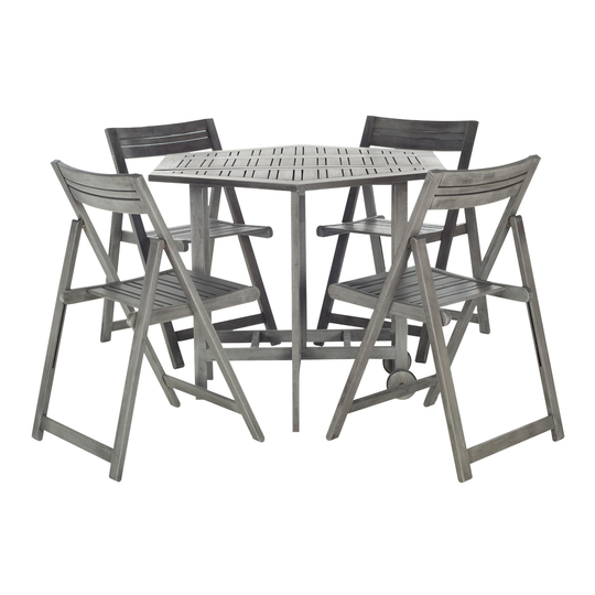 Graywash Hexagon Holcut 5 Piece Folding Outdoor Patio Dining Set - Wood by World Market