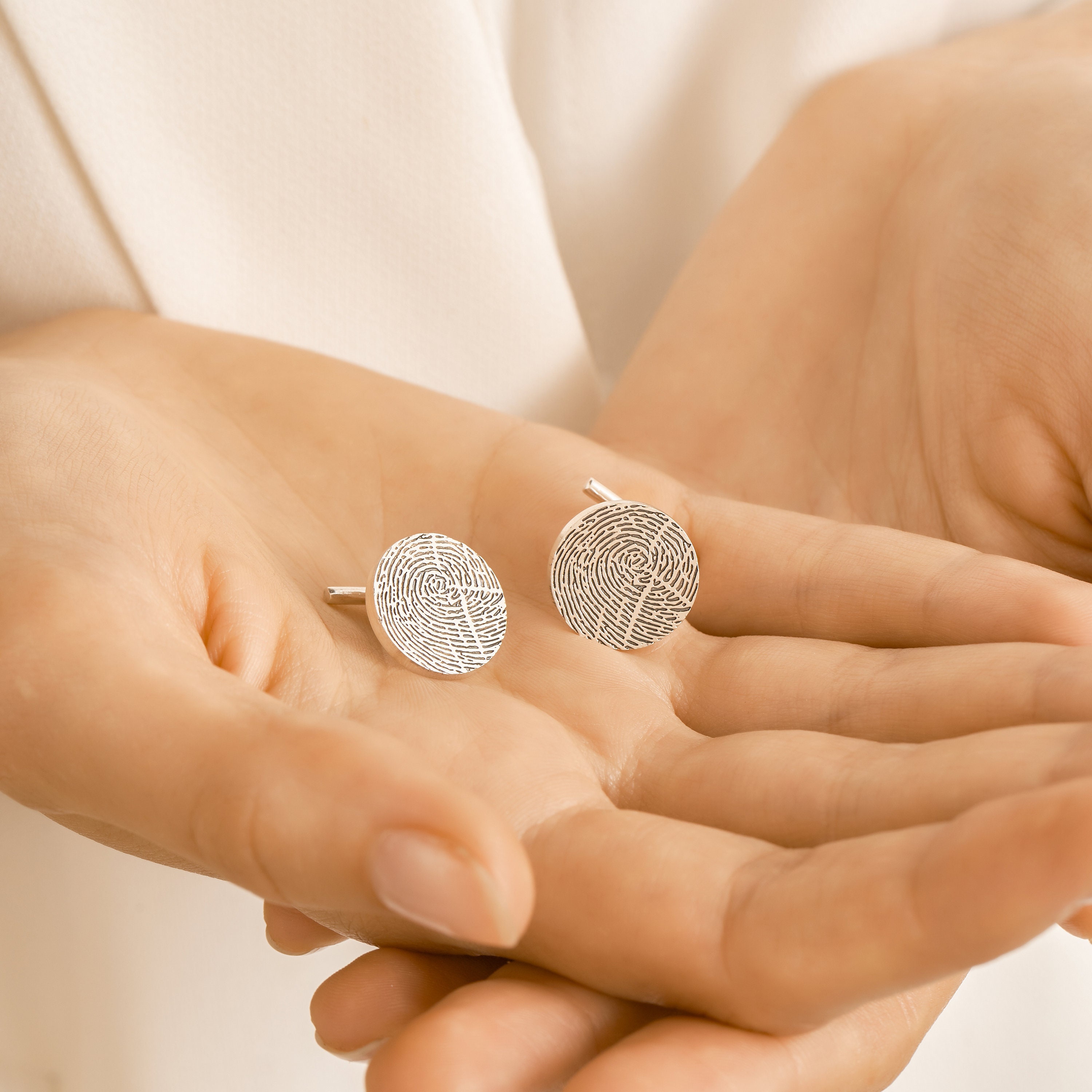 Custom Fingerprint Cufflinks Personalized Gift For Dad Wedding Husband Memorial Actual Cuff Links cm28