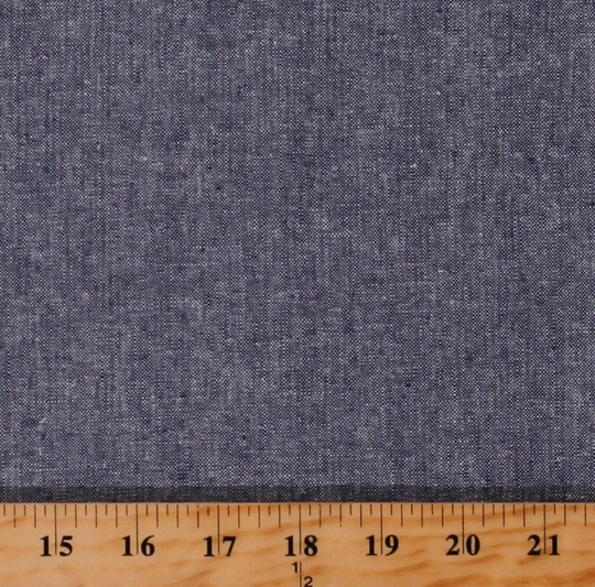 Linen Cotton Blend Essex Yarn Dyed Denim Blue 43" Wide Medium Weight Chambray Look Fabric By The Yard | 1452 D255.25