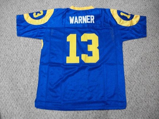 Kurt Warner Unsigned Custom St. Louis Rams Blue Sewn New Football Jersey Sze S-3xl