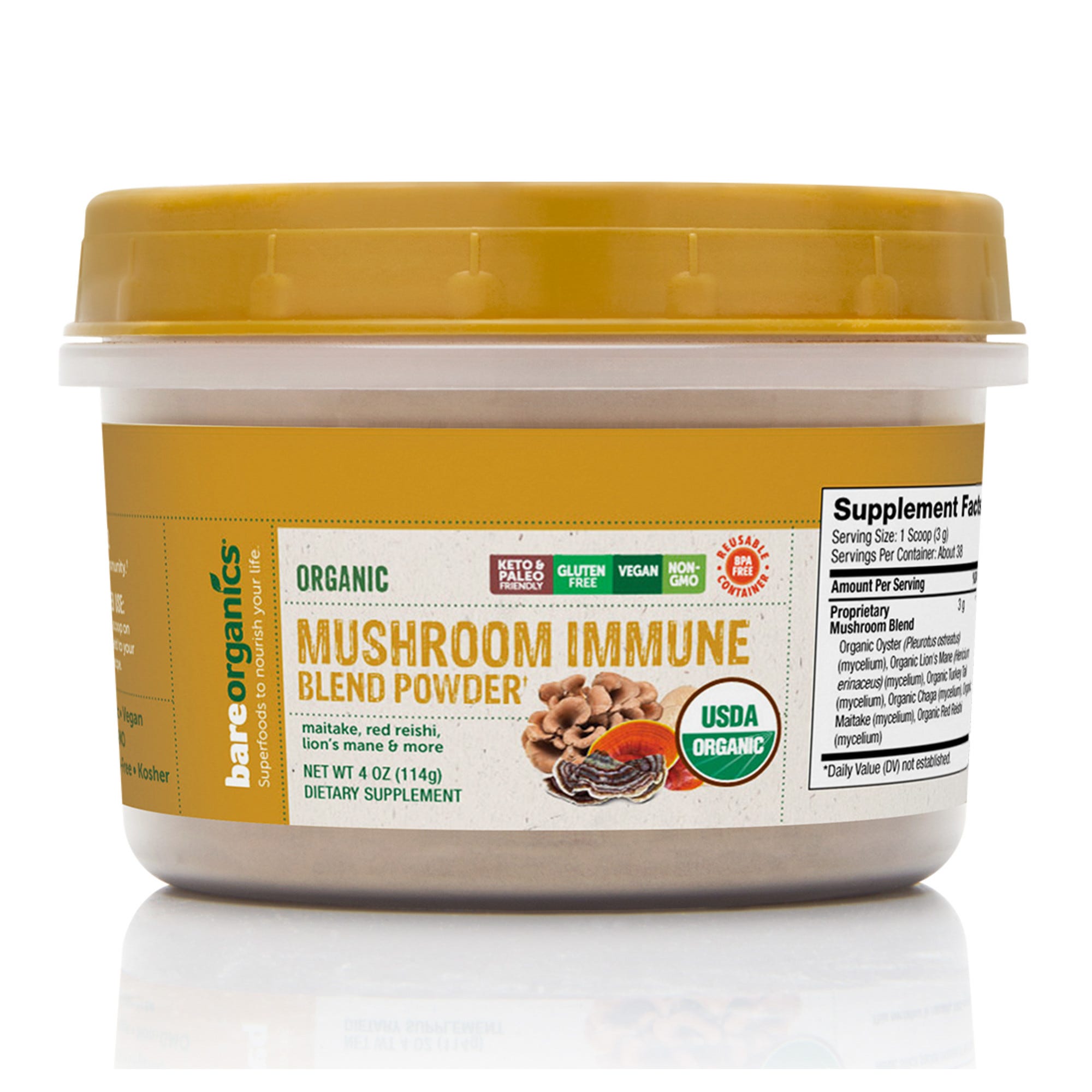 BareOrganics Mushroom Immune Blend Powder - 4 oz