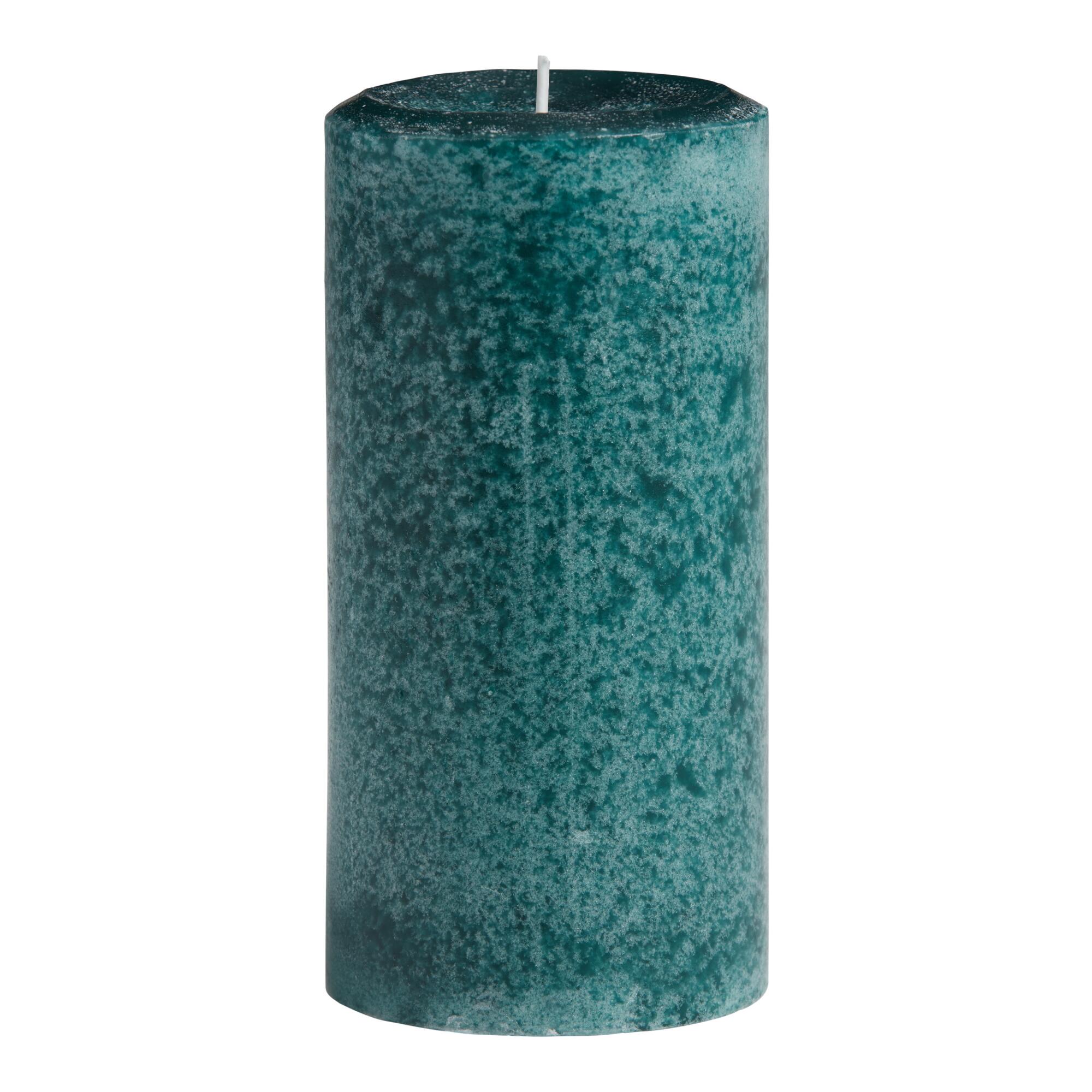 3x6 Black Fig Vetiver Mottled Pillar Scented Candle: Green - Scented Wax by World Market
