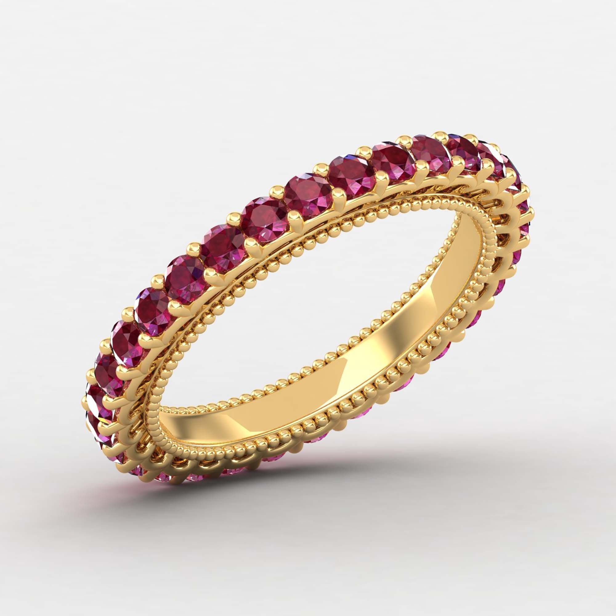 Minimalist Ruby Eternity Ring, 18K Gold Modern White Promise Gift For Her, Anniversary