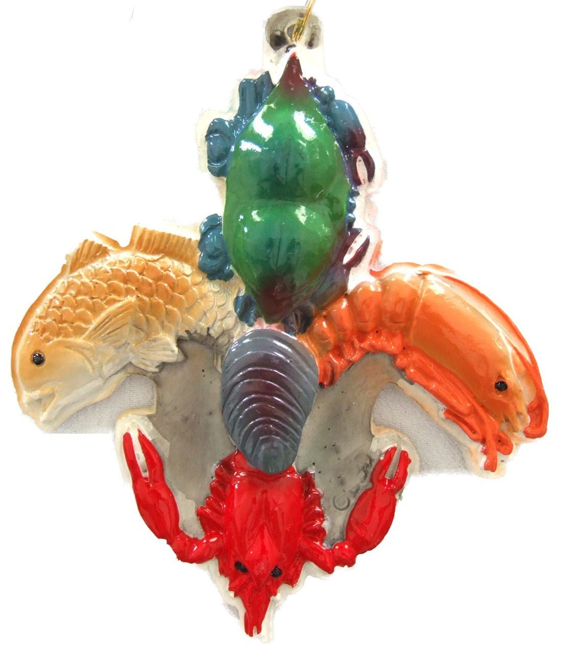 Fleur De Lis Seafood Mardi Gras Ornament Cajun Carnival New Orleans Crab Shrimp Crawfish Boil Fish Oyster Decorations Decor