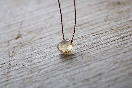 Citrine Necklace, Crystal Gemstone November Birthstone Nylon Cord Soulsilk
