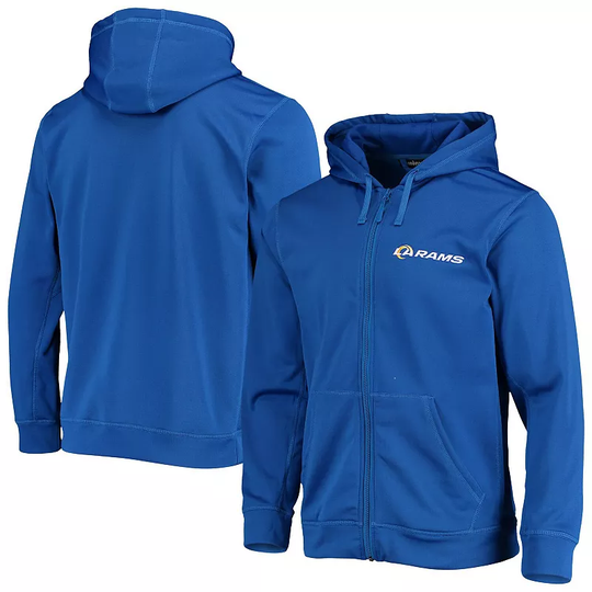 Men's Dunbrooke Royal Los Angeles Rams Trophy Fleece Full-Zip Hoodie, Size: Small, Blue