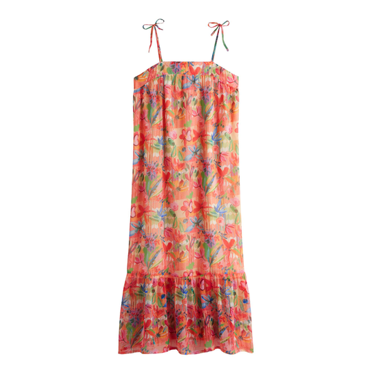Orange Multicolor Tropical Floral Rio Dress - Small by World Market