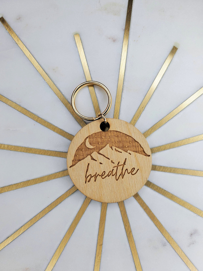 Breathe Keychain | Reminder To Inspiration Yoga Wood Motivation
