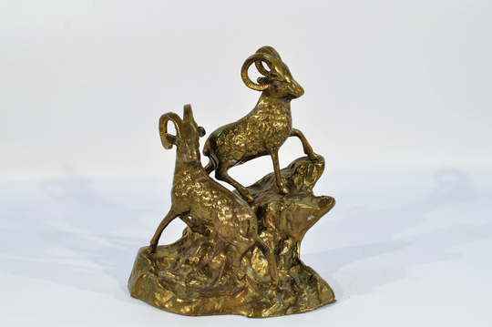 Mid Century Brass Ram Statue