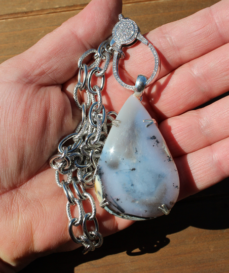 Big Dendritic Opal Necklace, Teardrop Natural Stone Jewelry, Jewelry Gifts, Gift For Her, 20 Inch By Knottedup