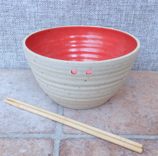 Large Noodle Rice Soup Or Cereal Serving Bowl Wheel Thrown in Stoneware Ceramic Pottery Handmade Handthrown Ready To Ship