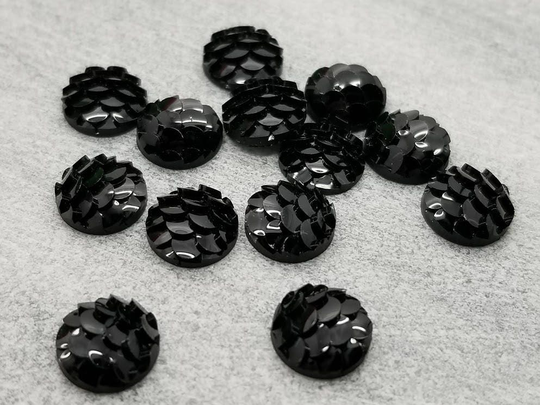 Black 8mm Mermaid Fish Scales 10Pc Resin Cabochons L Earring Making Jewelry Supplies, Resin Round Cabochon Diy Supplies