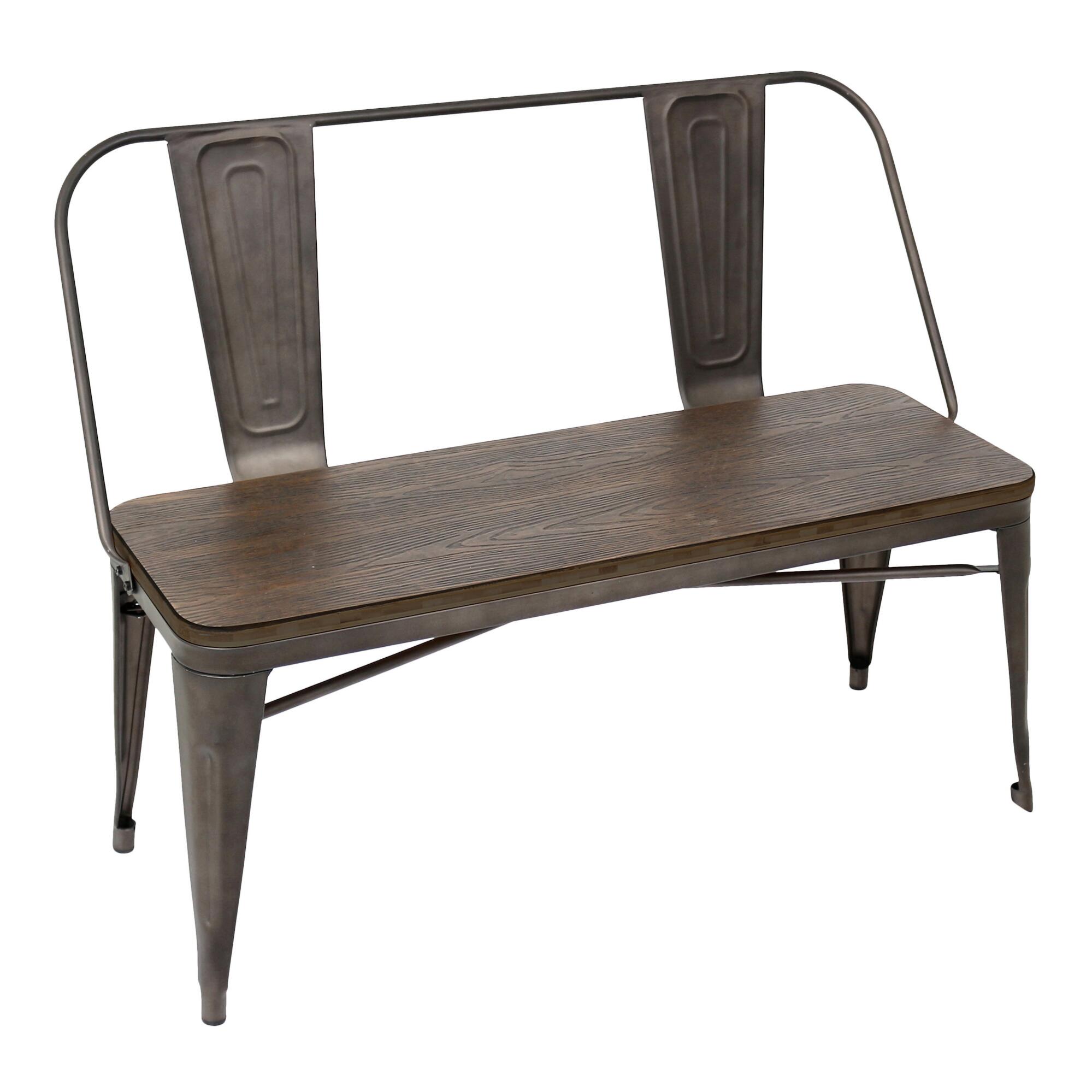 Antique Metal and Espresso Wood Arwen Dining Bench by World Market