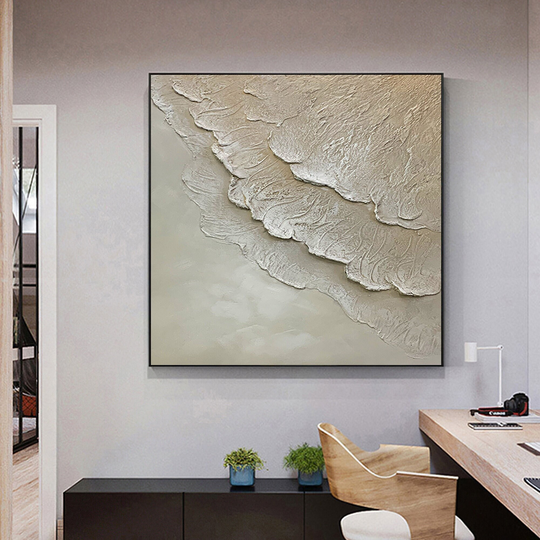 Wabi-Sabi Wall Art Home Decor 3D Waves Textured Painting Bronze Abstract Ocean Minimalist Bedroom