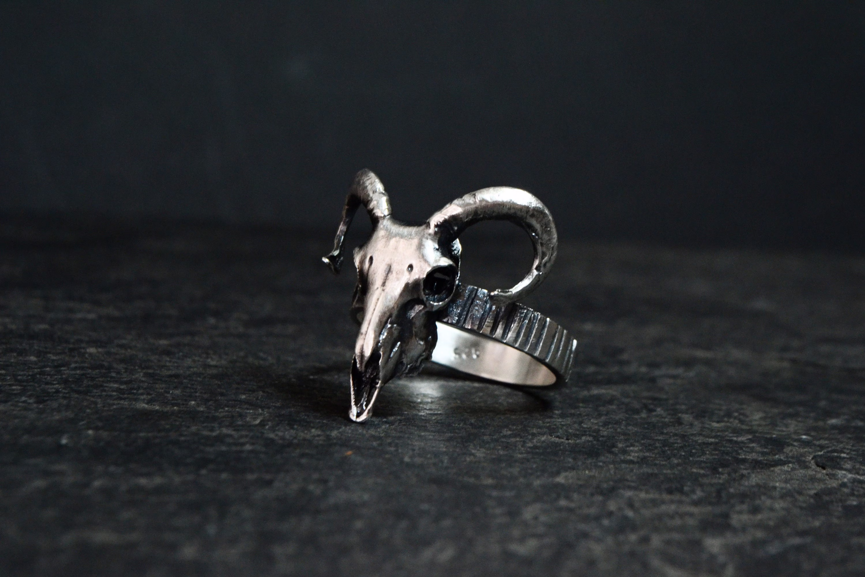 Ram Skull Ring 925 Silver Dark Gothic Witch Amulet Jewelry Animal Goth Fashion