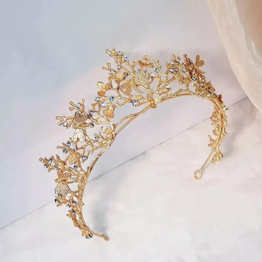 Gothic Crown Wedding Tiara//Gold Bridal Tiara//Pearl Crown//Romantic Girls Birthday Party Crown//Gold Crystal Photo Shoot Crown