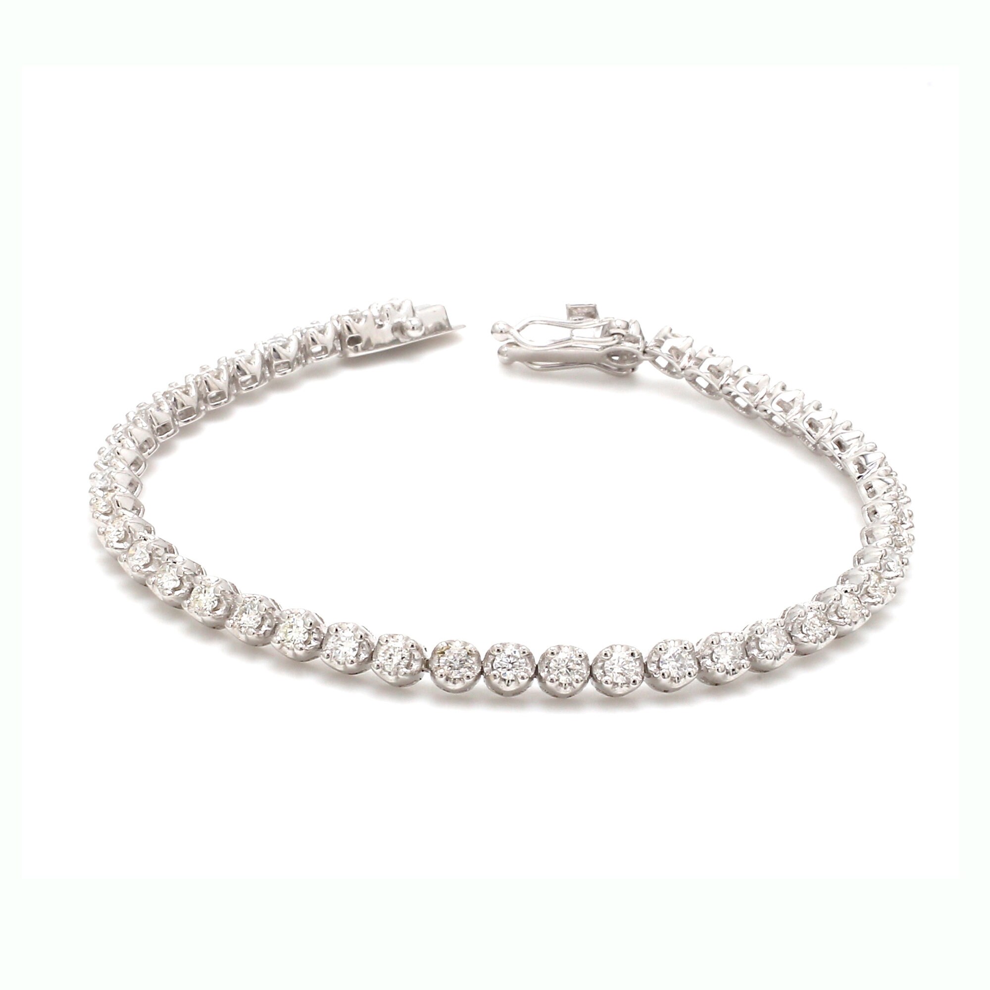 On Sale Si Clarity Hi Color 2.4 Ct Round Diamond Tennis Bracelet 14K White Gold Wedding Fine Jewelry Gifts For Her