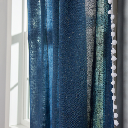 allen + roth 63-in Navy Polyester Blend Light Filtering Back Tab Single Curtain Panel in Blue | X854.02763ZBG