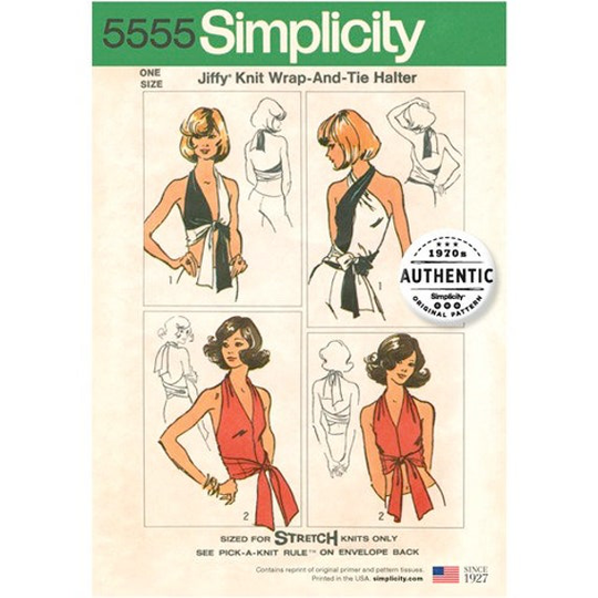 Simplicity Uncut 5555 Vintage Halter Top One Size Fits All Authentic 1970's