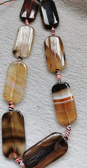 40x20mm Natural Onyx Stripe Slice Agate Gemstone Long Oval Loose Beads 16Inch For Necklace-Pendant-Focal Diy