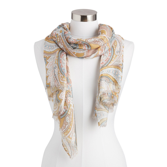 Brown, Gray And Mustard Paisley Scarf: Multi by World Market