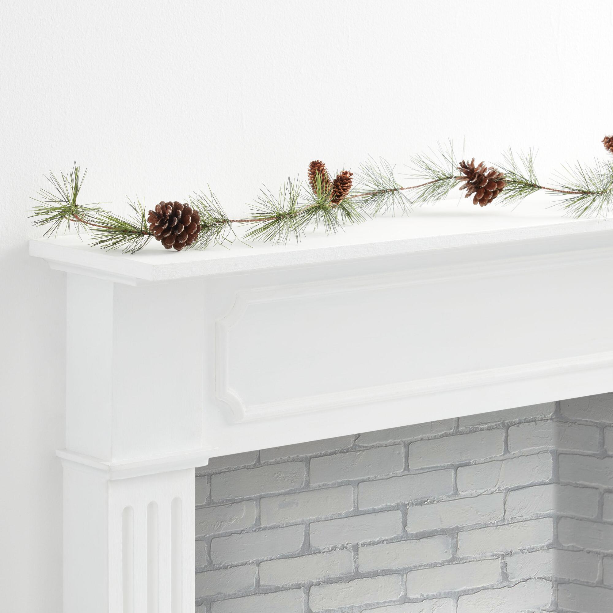 Icy Faux Pine and Pinecone Garland: Green - Acrylic by World Market