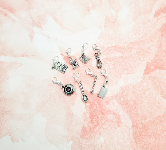 Cooking Clip On Charms Zipper Pulls, Cook Book, Whisk, Mixer, Measuring Cup, Cleaver Your Choice