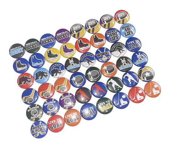 Hockey, 1", 1.25", Button, Hockey Decor, Theme, Gift, Party Favor, Birthday, Boy's Flatback, Pinback, Badge, Sk004
