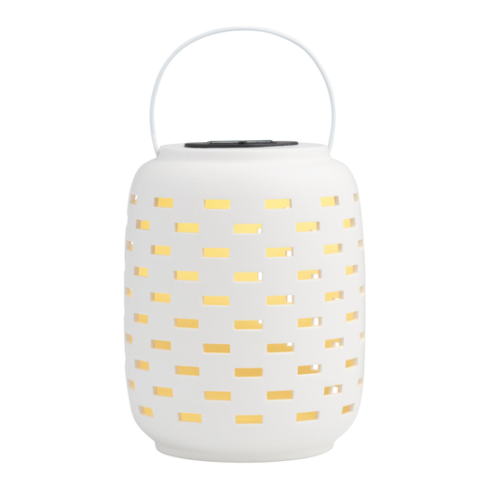 White Dashes Ceramic Solar LED Lantern by World Market
